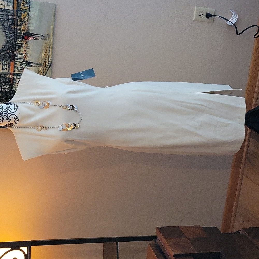 Lauren size 6 long cream sleeveless dress